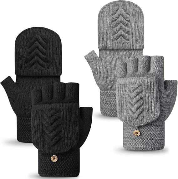 YSense Winter Warm Fingerless Gloves for Women 2 Pairs