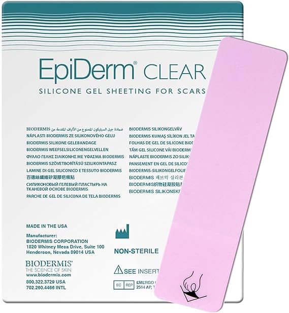 Epiderm Silicone Scar Sheets, Flexible Clear Silicone Scar Tape, 1.4" x 6" | Reusable & Washable Silicone Scar Gel Scar Tape, Cardiac Surgery, Tummy Tuck & C Section Scar Silicone Strips