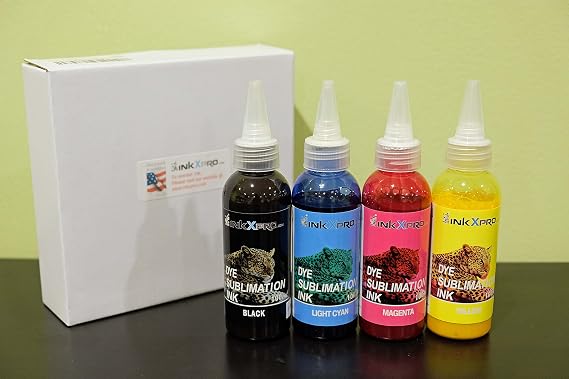 4X100ML Sublimation Ink Refill for Epson WF2830 2850 2860 3720 XP-4100 4105 XP-430 440 446 WF 7710 7720 7210 7310 7840 7820 Printers Heat Press on Mugs Plates Polyester Shirts etc (BK/C/M/Y)