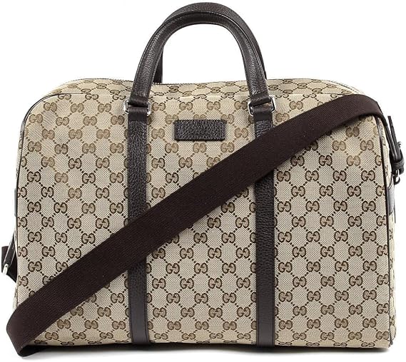 Gucci Duffle Brown Signature Guccissima Large Canvas Leather Travel Luggage NEW