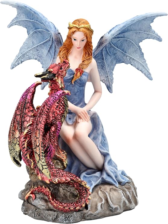 Figuren Shop GmbH Eldrin with Dragon - Fantasy Figurine with Wings 19 cm