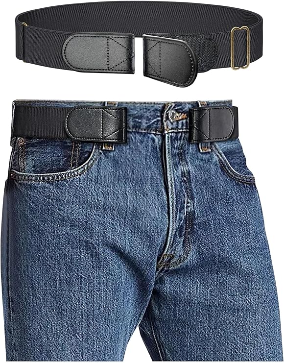 Magic Buckleless Men's Stretch Belts: Comfort Revolution- Hook-Loop Adjustable No Buckle Elastic Belt for Jeans Khaki, 32-48"