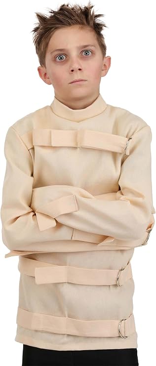 Psych Ward Crazy Costume for Kids | Sturdy Tight Canvas Fabric Straight Jacket | Insane Asylum Uniform