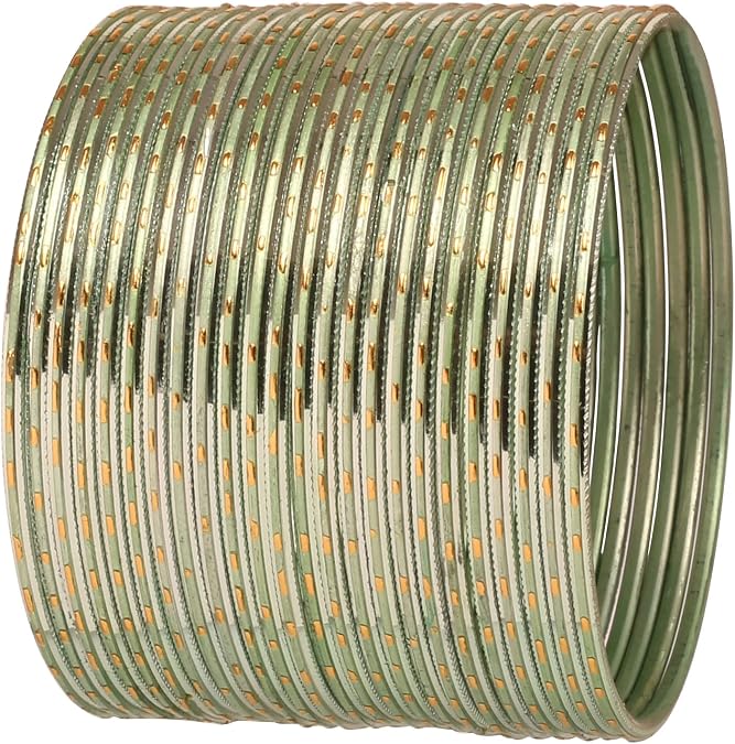 Touchstone Pastel Color Bangle Collection Indian Bollywood Hand Drilled Silver Tinge Designer Jewelry Bracelets Bangle. Set of 24. For Women.