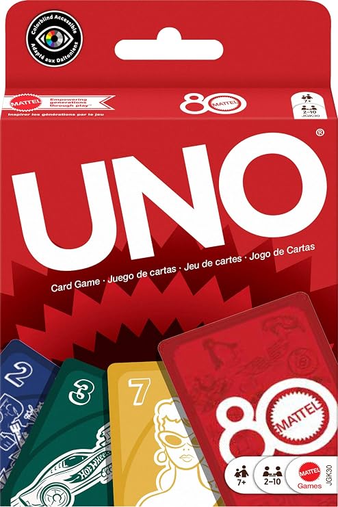 Mattel Games UNO Mattel 80th Ruby Red Card Game, Ages 7+, 2-10 Players