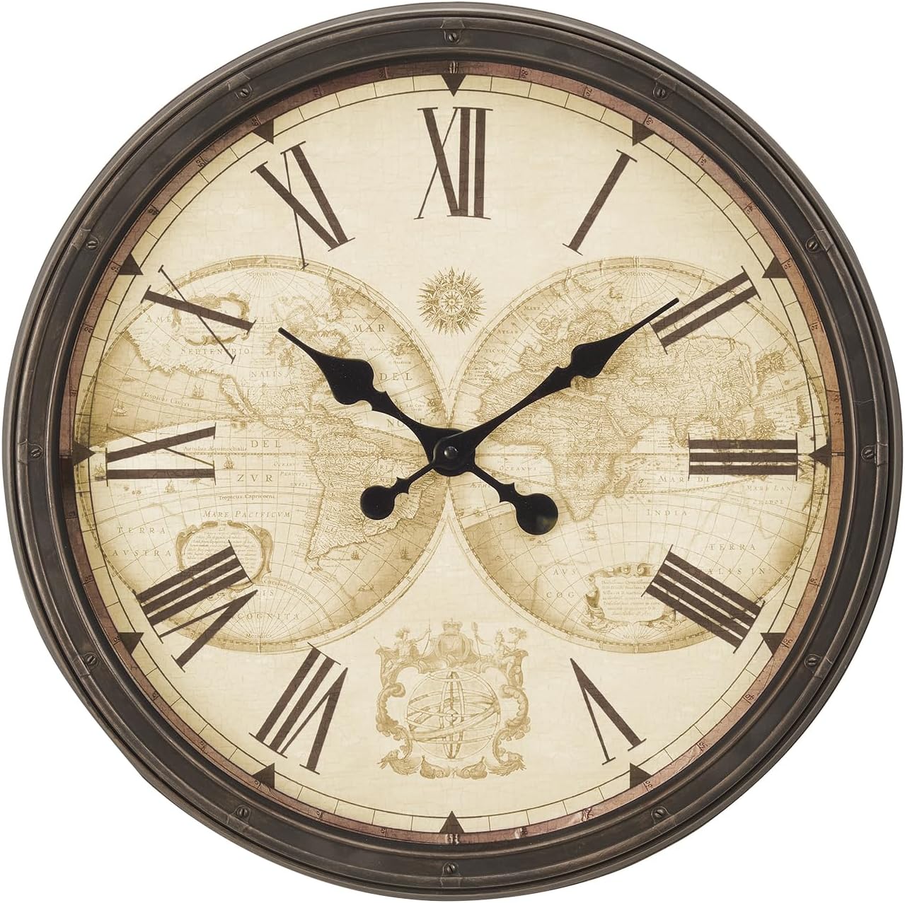 Monarch Specialties I 9048 Clocks, 20 Round, Wall Clock, Antique Brown, Transitional