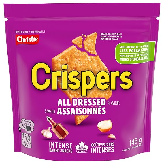 Christie Crispers, All Dressed Crackers, 145g/5.1 Ounce, (12 Pack) {Imported from Canada}