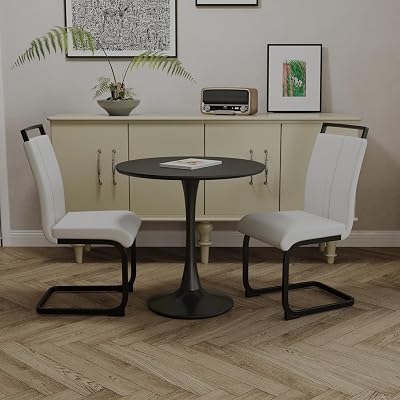 Round Kitchen Table and Chairs Set, Dining Room Round Table Set for 2, Modern 31.5 Dining Table Set, 3 Piece Round Dining Table Set for Dining Room & Coffee Shop & Small Spaces