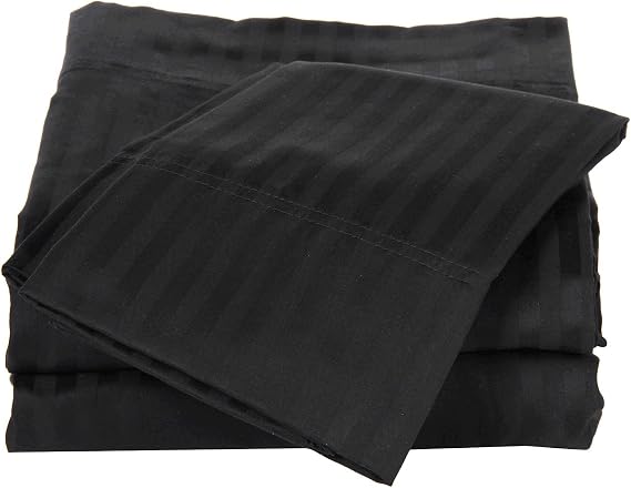 American Linen Egyptian Cotton Queen Sleeper Sofa Bed Sheet Set 600 Thread Count 62"x74"x6" Black Striped