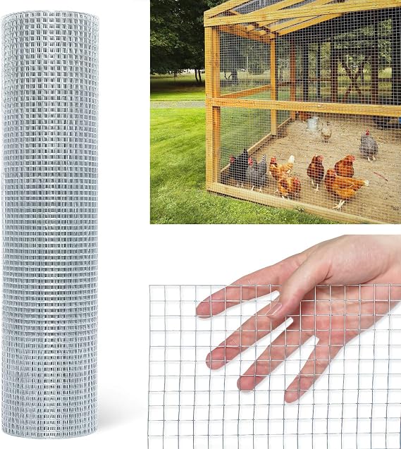 Hardware Cloth 1/2inch Chicken Wire Mesh, 36in x 50ft, 19 Gauge Hot-Dipped Galvanized Material, Fence Wire Mesh for Chicken Coop/Run/Cage/Pen/Vegetables Garden and Home Improvement Projects