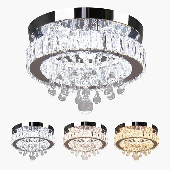11.8" Modern Raindrop Crystal Pendant Chandelier Adjustable | hanging cable pendant chandelier for dining room living room and bedroom Hallway Kitchen 3 Colors Adjustable