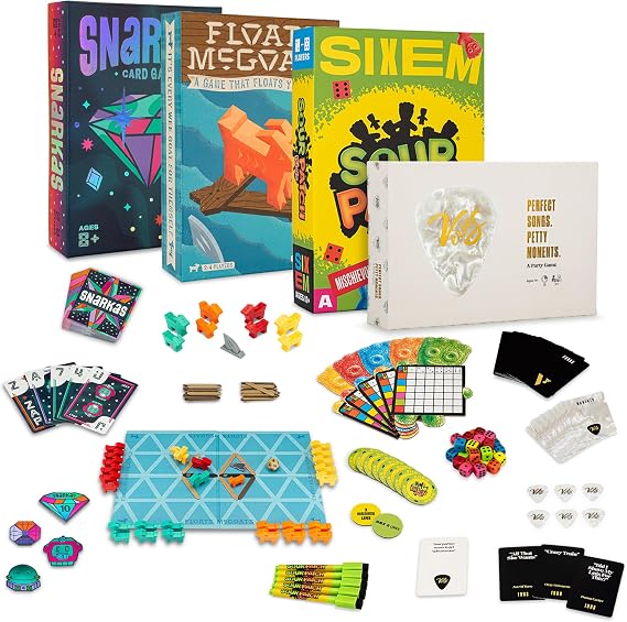 Hootenanny Games Sixem: Sour Patch Kids, Floats McGoats, Verses, and Snarkas Card Game, Board Game, and Dice Game!