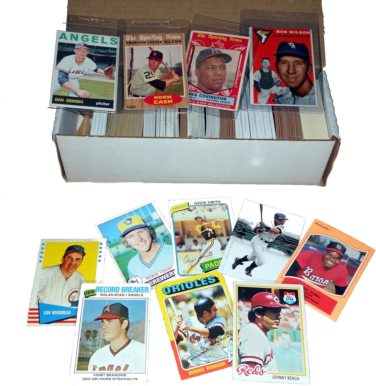 $75 Baseball Card Collection- 500 Card incl. 1950s-60s-70s-80s Topps  Fleer  Bowman  Upper Deck  Donruss