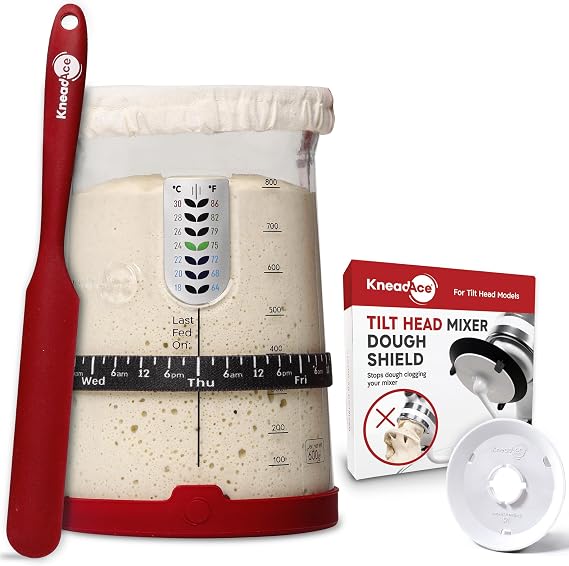 Ultimate Sourdough Baking Kit - Dough Hook Shield & Pro Sourdough Bread Starter Jar