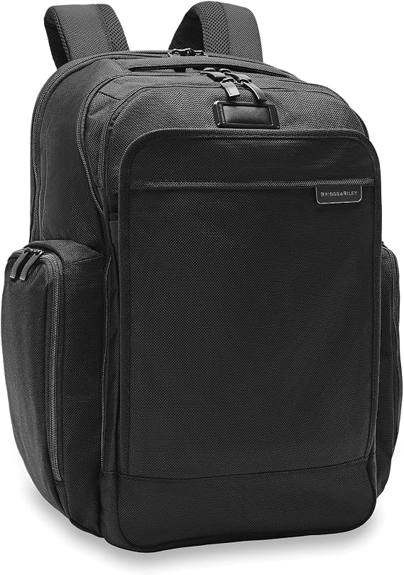 Briggs & Riley Traveler Backpack - Carry On Travel Backpack for Women & Men, Personal Item Travel Bag, Lightweight & Durable, Padded Straps, Fits up to 15" Laptop - Baseline Collection, Black