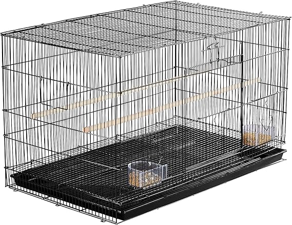 Topeakmart Pet Products Stackable Rectangle Flight Bird Cages for Small Birds Parrots Parakeets Cockatiels Conures Budgies Lovebirds Canaries Finches w/Slide-Out Tray
