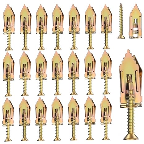 300Pcs Plasterboard Fixings & Wall Plugs, Cavity Fixing Anchors and Screws, Hollow Expansion Anchors With Self Drilling Screws for Gypsum Board - M4x30mm (150 Anchor + 150 Screw)