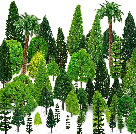 36pcs Mixed Model Trees, 1.5-6 inch(4-16 cm), Model Grass, Miniature Trees, Model Train Accessories with No Bases