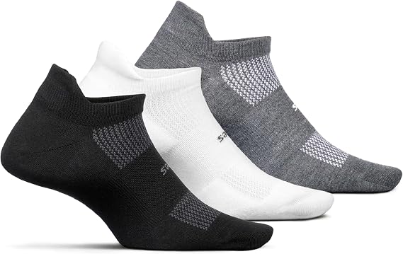 Feetures High Performance Max Cushion No Show Tab Ankle Socks - Sport Sock with Targeted Compression - (3 Pair)