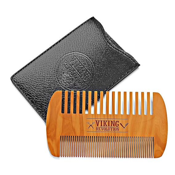 Viking Revolution Wooden Beard Comb and Case - Pocket Comb