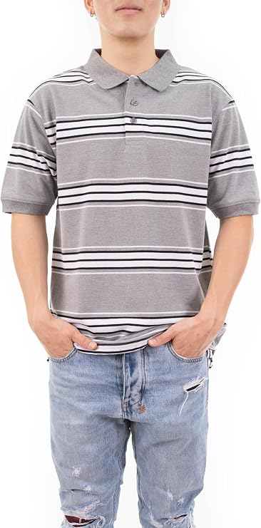 Men's Striped Pique Polo Shirts