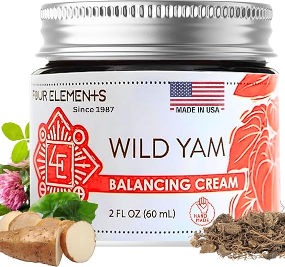 Four Elements 4E Wild Yam Balancing Cream, 2 OZ - 1st Place Winner at the 2023 International Herb Symposium for Creams and Salves! Proudly Farmed, Crafted and Packaged in WI, USA.