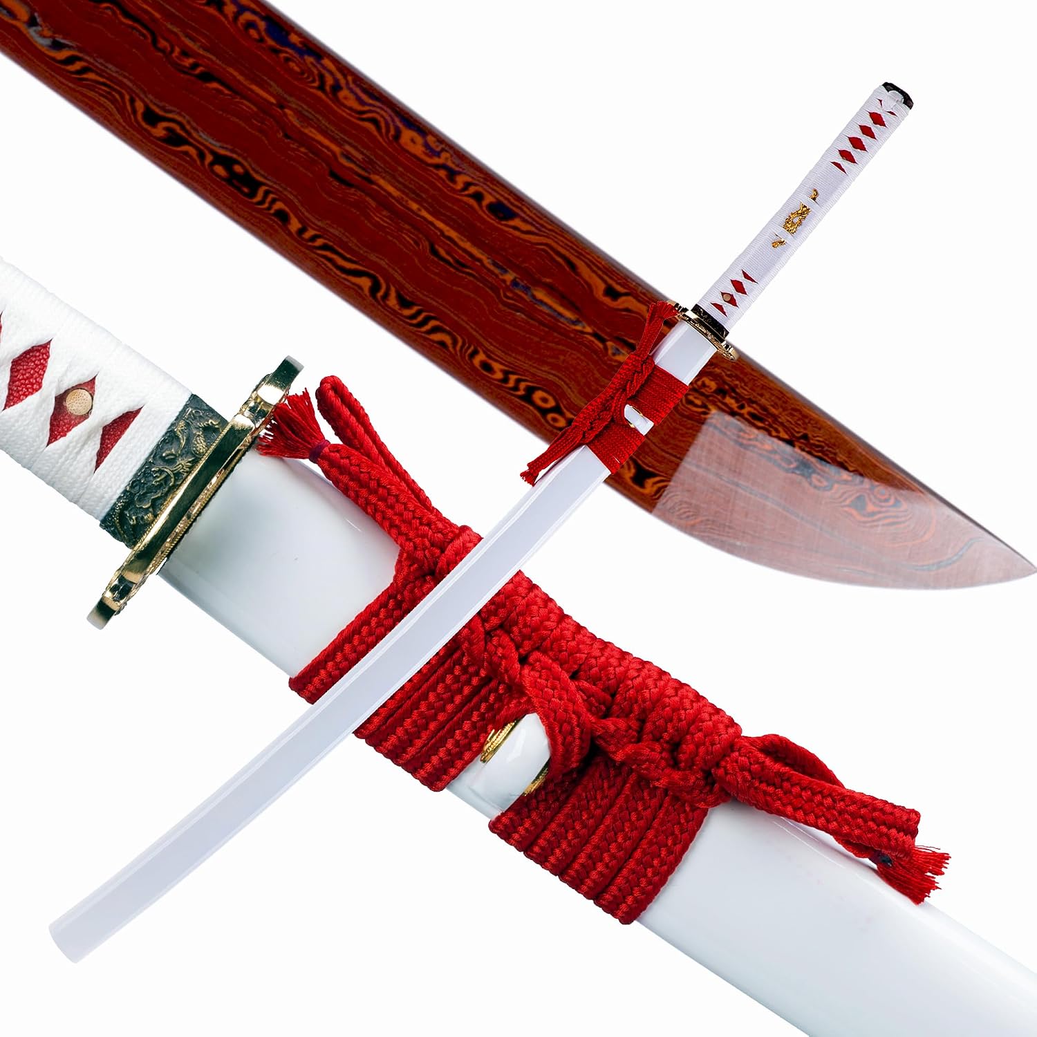 Katana Sword Real Rayskin Hardwood Saya Handmade Japanese Samurai Sword Can Chop Bamboo