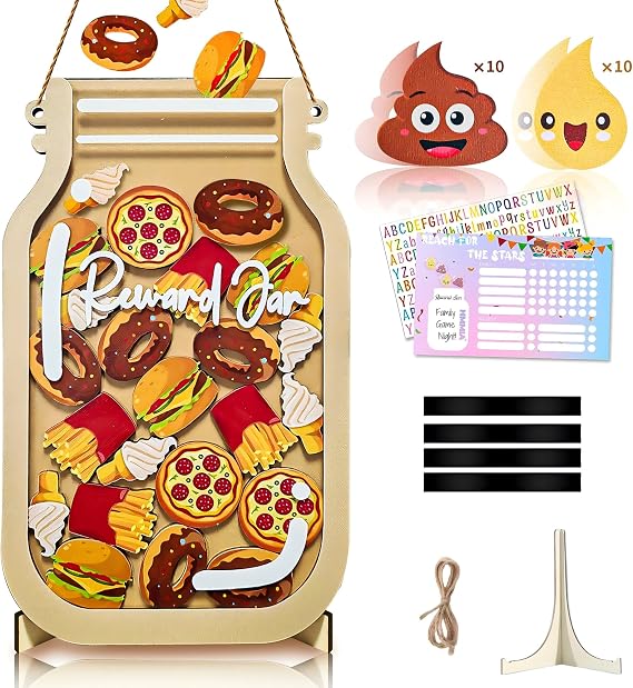 Magnetic Reward Jars for Kids Personalized Star Jar Reward System Potty Rewards Jars Classroom with Training Chart Incentive Rewards Jar Good Behavior Management Gift for Home School- Doughnut