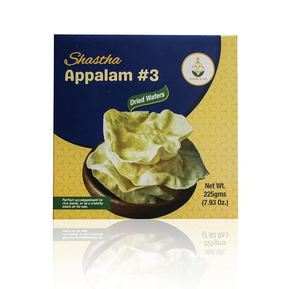 Shastha Appalam #3 225g - Crispy South Indian Papad Pack of 1