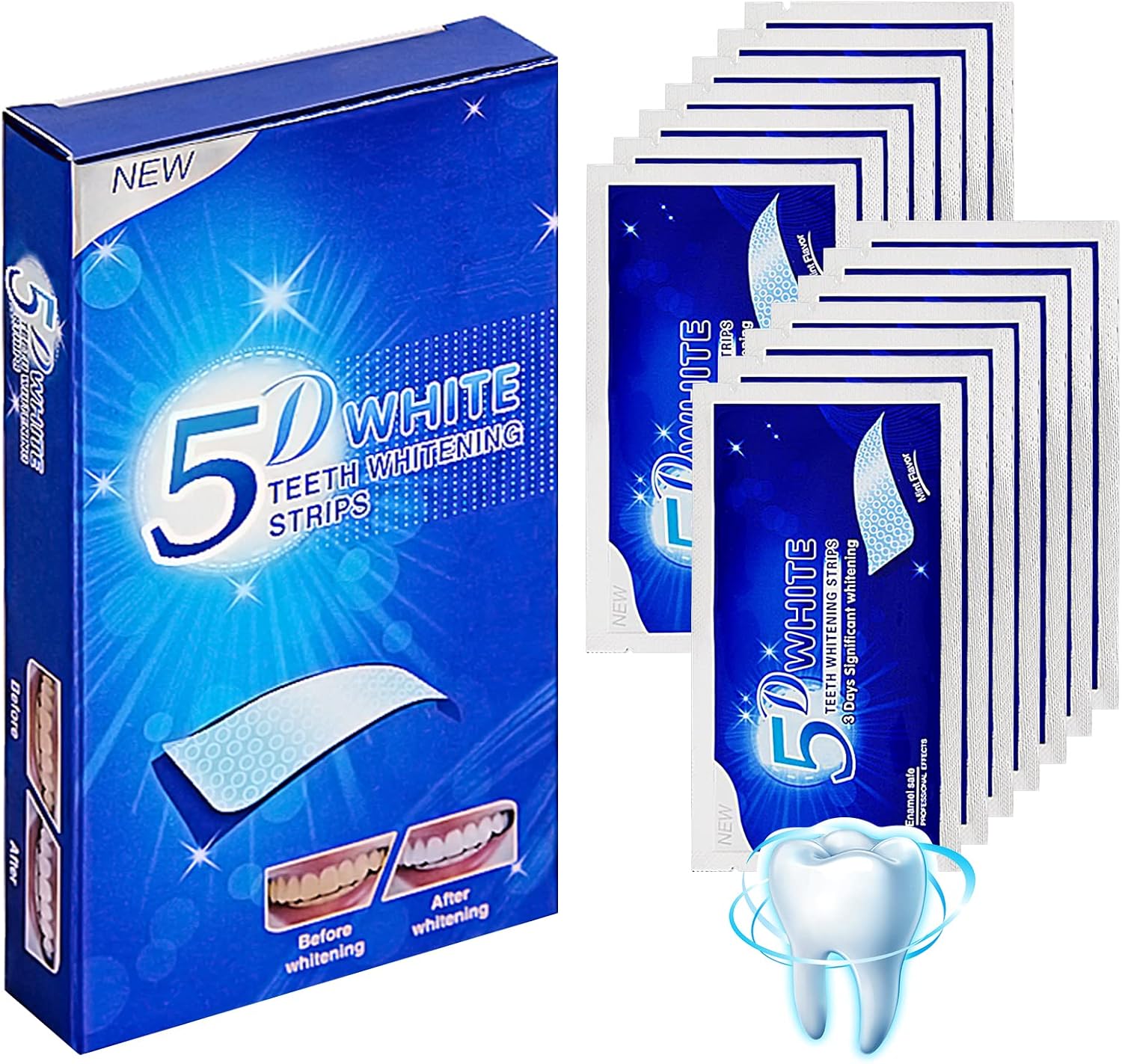 Teeth Whitening Strips, Professional Teeth Stain Removal, Whitening Strips for Against Yellow Teeth, Natural Healthy Tooth whitening kit for Improve Coffee, Tea Stains and Refresh Breath