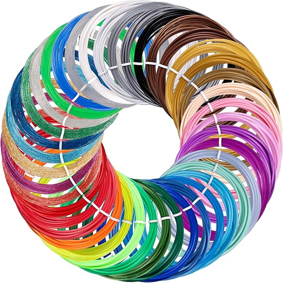 Kretrum 40-Color Set PLA 3D Pen Filament For 3Doodler FLOW and 3Doodler PRO 3D Pens Diameter 1.75mm Filament Material for 3D Print Pen Multi-Color Replacement Cores For 3D Printer Printing Pens