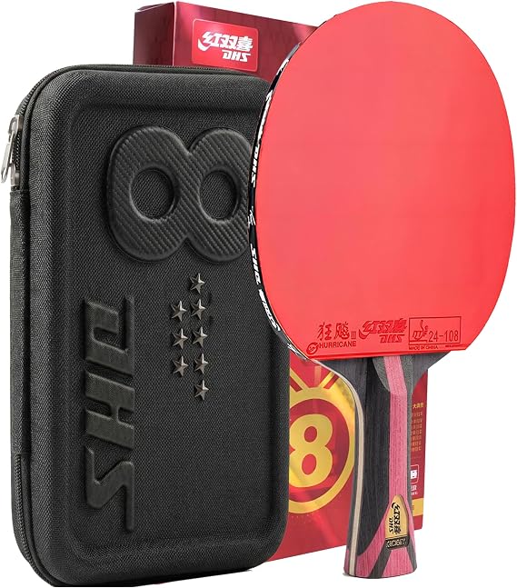 DHS Ping Pong Paddles,Table Tennis Racket with Hurricane 3 High Spin & Speed for Advanced Offensive Players, Flared Handle