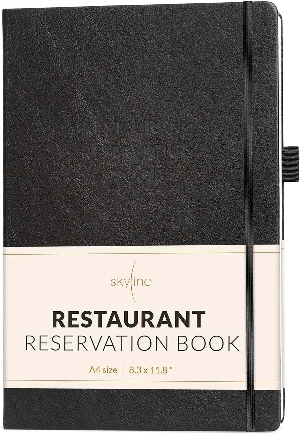 Skyline Restaurant Reservation Book – Undated Dinner Table Reservations Book – Guest & Server Book – Restaurant Supplies Black