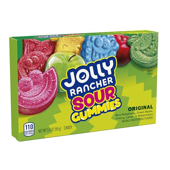 JOLLY RANCHER Sour Gummies Assorted Fruit Gummy Candy Box, 3.5 oz