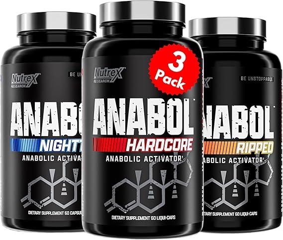 Nutrex Research Anabol Stack | Anabol Hardcore, Anabol Ripped and Anabol Nighttime PM Bundle