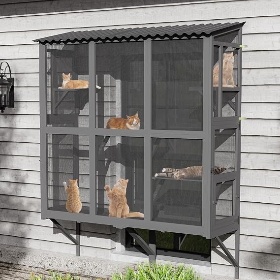 Large Catio Cat Window Box, Outdoor Cats Window Perch Enclosure