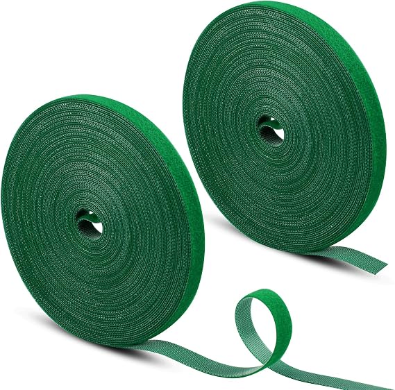 Oligei 100 ft x 1/2 in Plant Ties, 2 Roll Green Garden Ties, Reusable and Adjustable Plants Tape for Supporting and Securing Plants or Fruit, Indoor & Outdoor Use