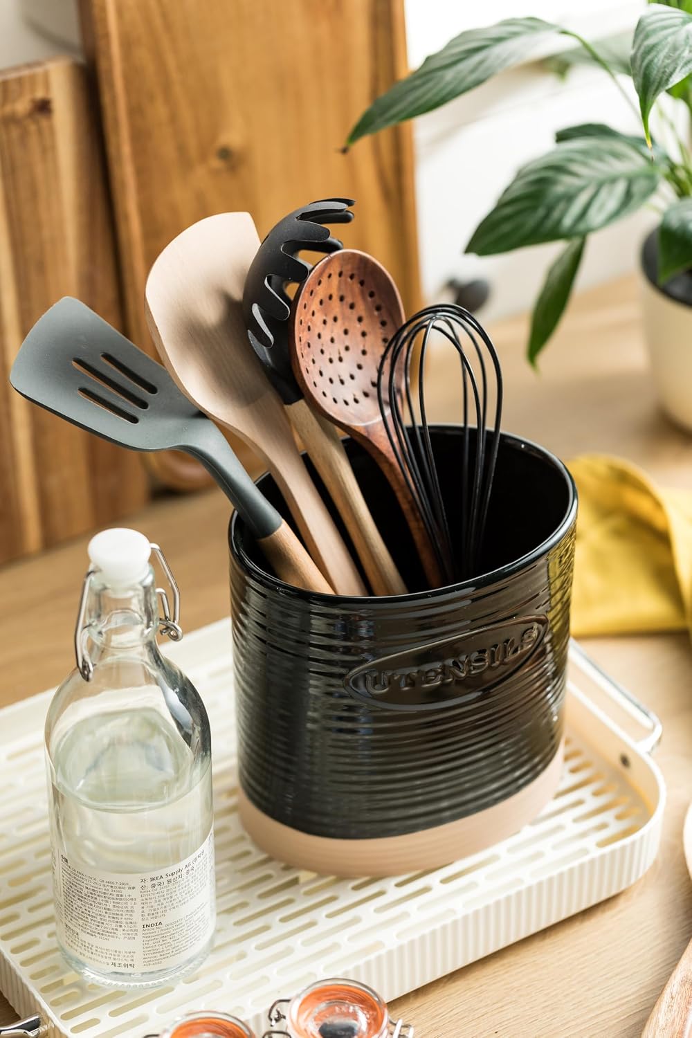 YHOSSEUN Black Utensil Holder for Kitchen Counter, Cooking Utensil Holder Spatula Holder for Countertop