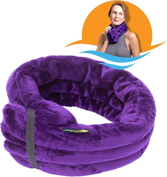 SunnyBay Microwave Heating Pad, Microwavable Heated Neck and Shoulder Wrap, Multipurpose Moist Hot/Cool 2.5lb Bean Bag Pack with Plush Cover and Elastic Fastener, 26x6 Inches, Wider Purple