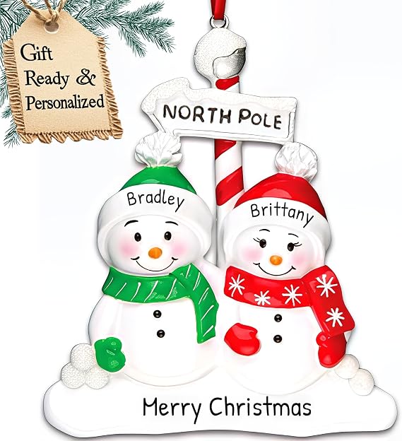 Personalized Our First Christmas Ornament 2026 | Custom Smiling Snowman Couple Ornaments Together Couples Ornament 2026 Family of 2 Unique for a Couple Ornaments Couples Unique Gifts