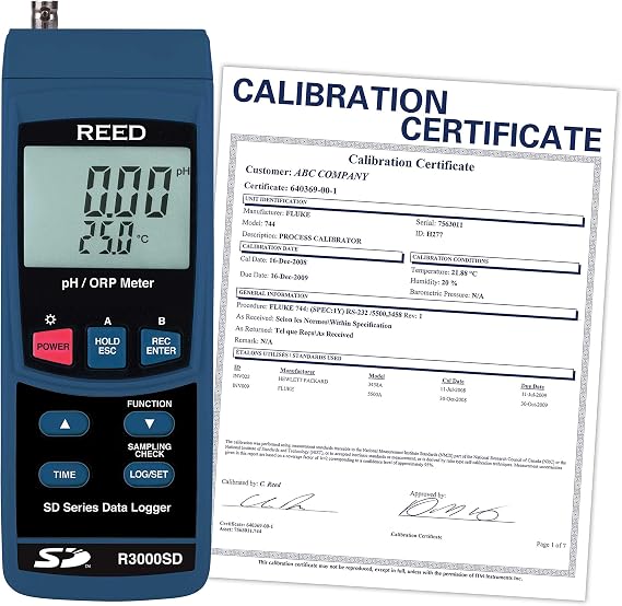 REED Instruments R3000SD-NIST Data Logging pH/ORP Meter,