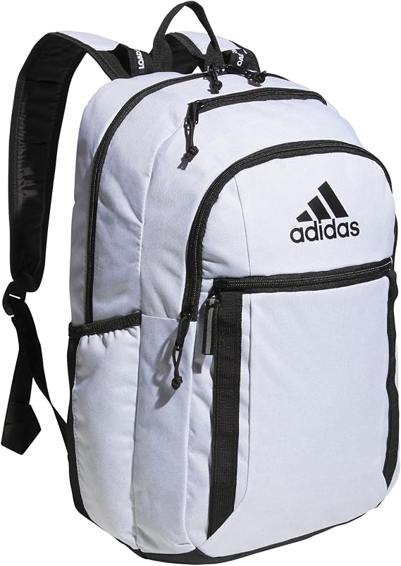 adidas Excel Backpack Durable Large Athletic Laptop Book Bag, 7.0/Twill White/Black 2.0, One size, Excel Backpack for Men & Women – Durable Large Athletic Laptop Bag
