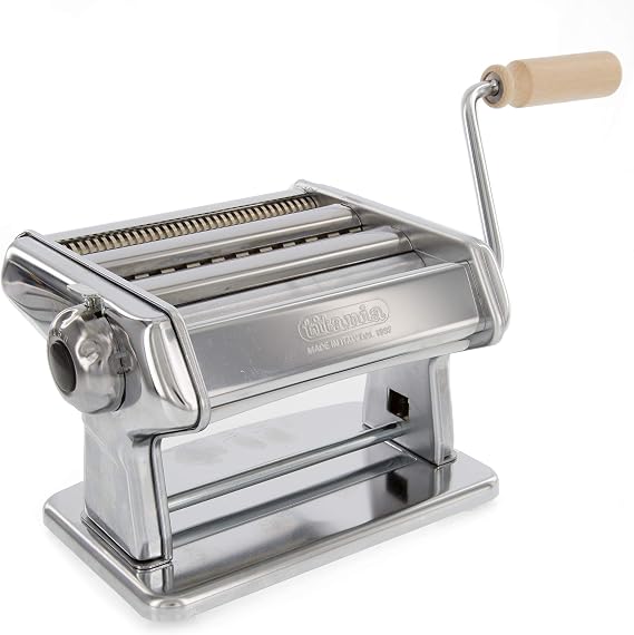 Pasta Maker Machine by Imperia- Heavy Duty Steel Construction w Easy Lock Dial and Wood Grip Handle- Model 190