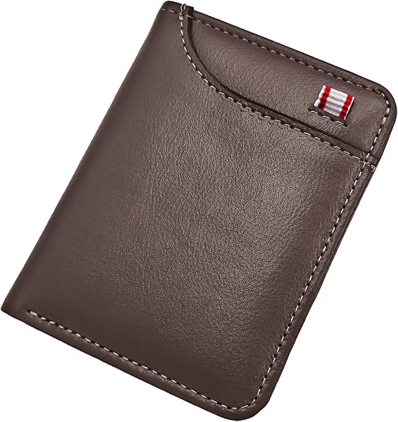Mini Slim Wallet 5 Card Slots ID Window 1 Money Pocket Faux Leather Thin Compacted