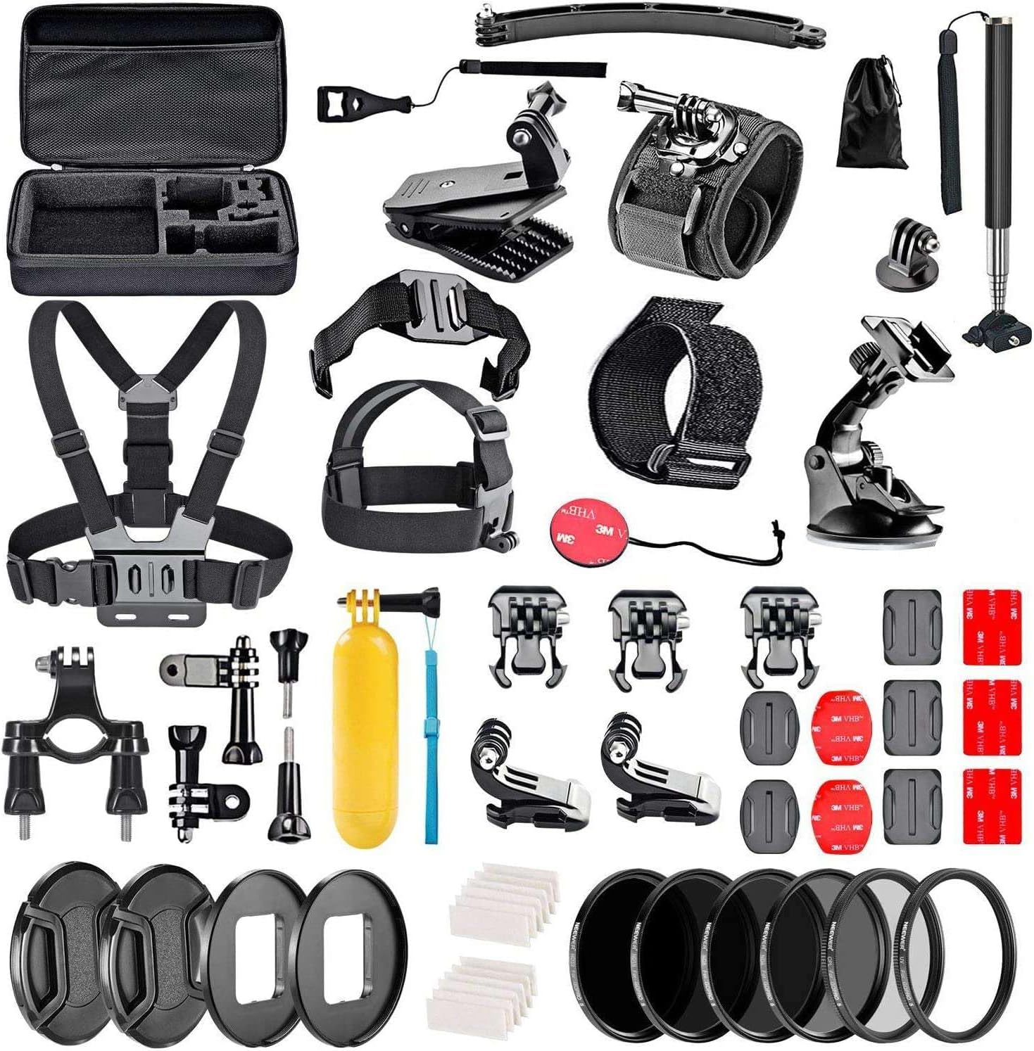 Navitech 60-in-1 Action Camera Accessories Combo Kit with EVA Case - Compatible with XTU S3 Pro Action Camera