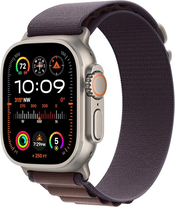 Apple Watch Ultra 2 [GPS + Cellular 49mm] Smartwatch with Rugged Titanium Case & Indigo Alpine Loop Small. Fitness Tracker, Precision GPS, Action Button, Extra-Long Battery Life