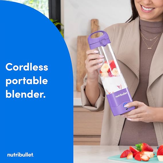 nutribullet Portable Blender, Cordless, 20oz Vessel, Personal Blender, USB-C Rechargeable, Bright Pink, NBPB50100BP