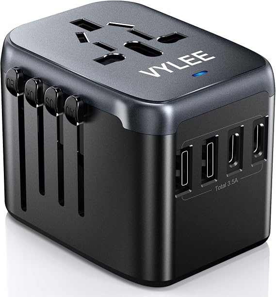 VYLEE Universal Travel Adapter, 5 in 1 International Power Adapter