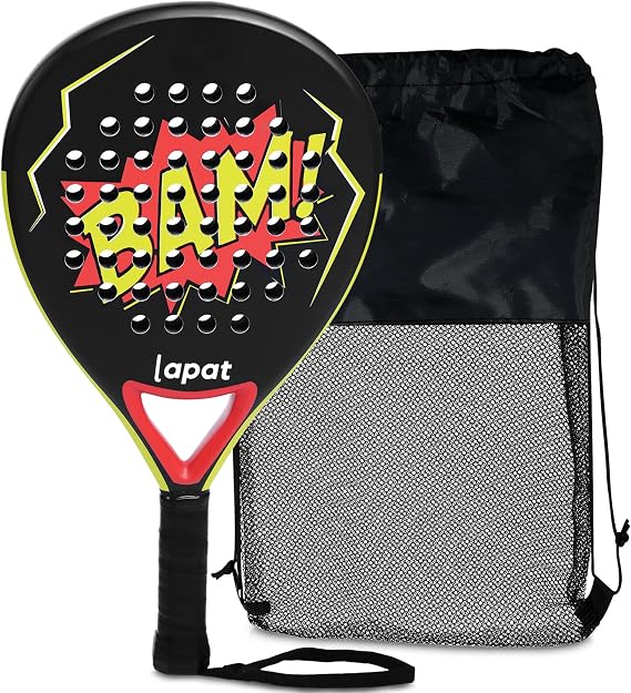 LAPAT Padel Racket with Cover Bag - Carbon Surface with EVA Memory Foam- Paddle Tennis Racquets Lightweight - POP Tennis