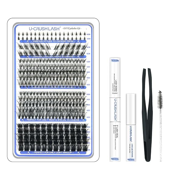 Lash Clusters With Spikes Bottom Fox Eye Lash Clusters Wispy Lashes Clusters Mix Length Natural Look Lashes with Thin Lash Band 8-16mm 318 pcs Home Lash Extensions kit Hooded Eye at (mix)